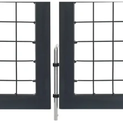 Puutarhaportti tolpilla teräs 350x120cm antrasiitti