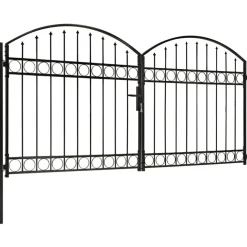 Puutarhaportti tuplaovilla kaareva yläosa teräs 300x125cm musta