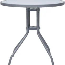 Puutarhapöytä vaaleanharmaa 80 cm teräs ja lasi