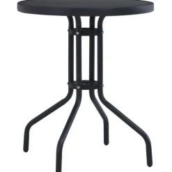 Puutarhapöytä ø 80 cm musta teräs ja lasi