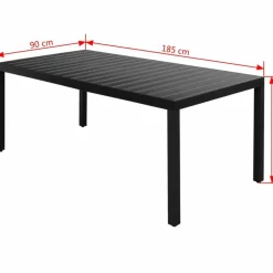 Puutarhapöytä musta 185x90x74 cm alumiini ja puukomposiitti