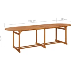 Puutarharuokapöytä 280x90x75 cm täysi akaasiapuu (15950)