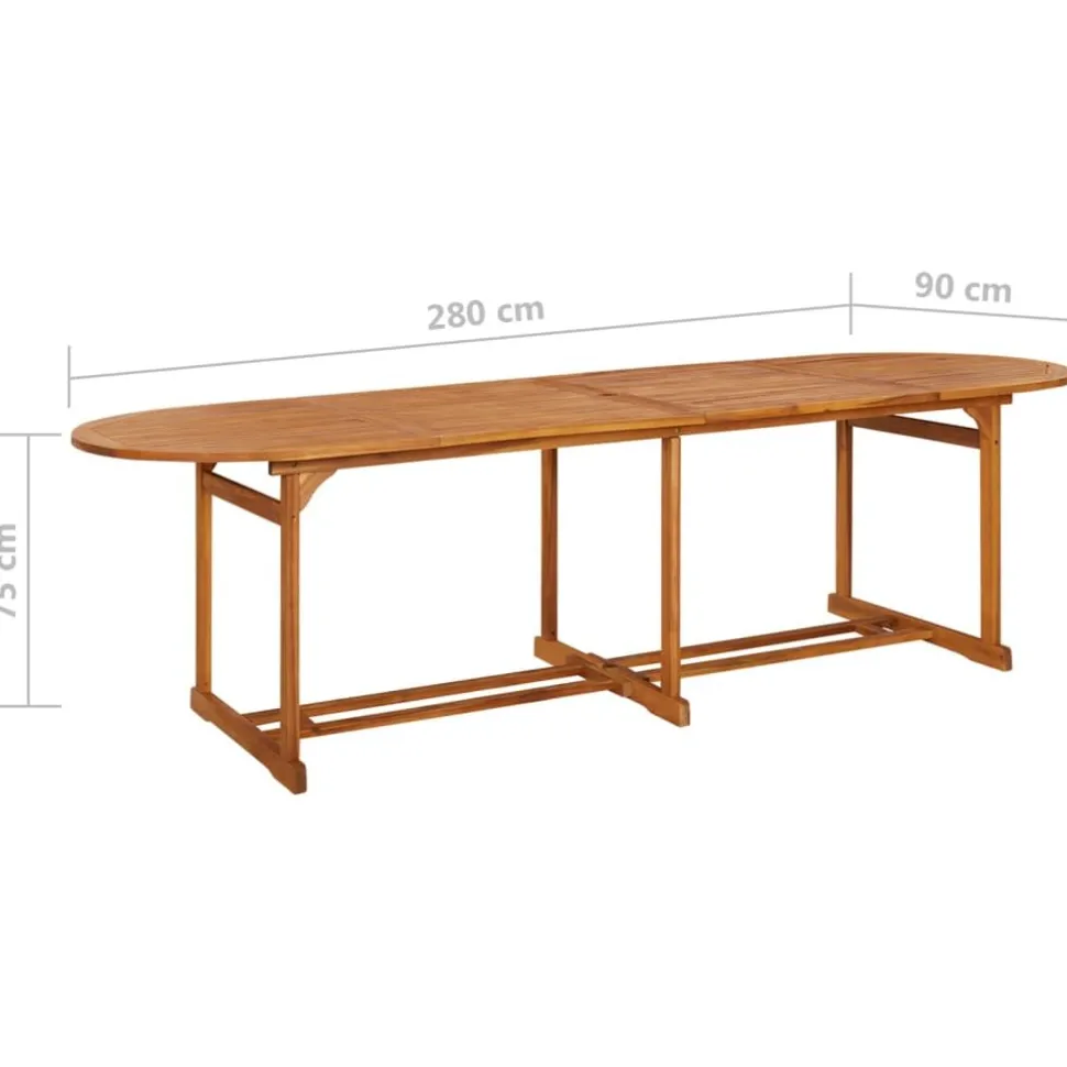 Puutarharuokapöytä 280x90x75 cm täysi akaasiapuu (15950)