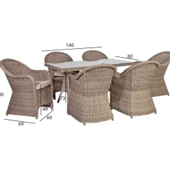 Puutarharyhmä Home4You TOSCANA, 6 tuolia, beige