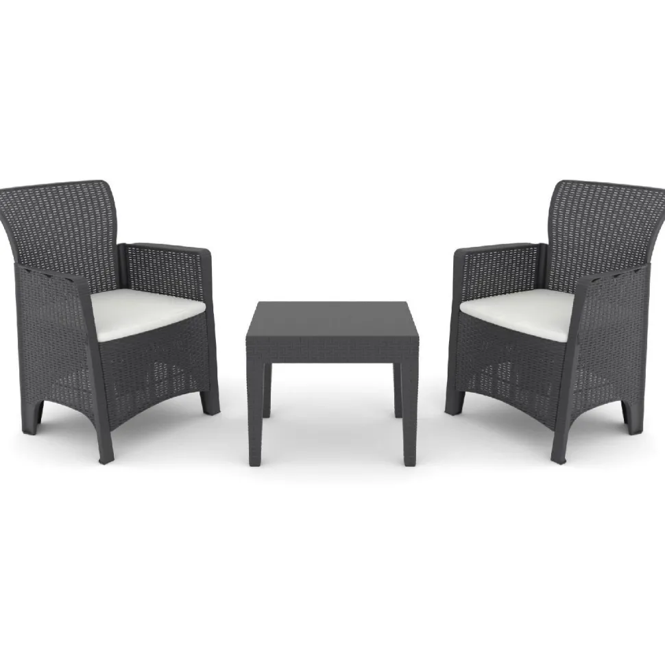 Puutarhasetti Linento Garden Troya Balcony 1, 2 tuolia + pöytä, antrasiitti