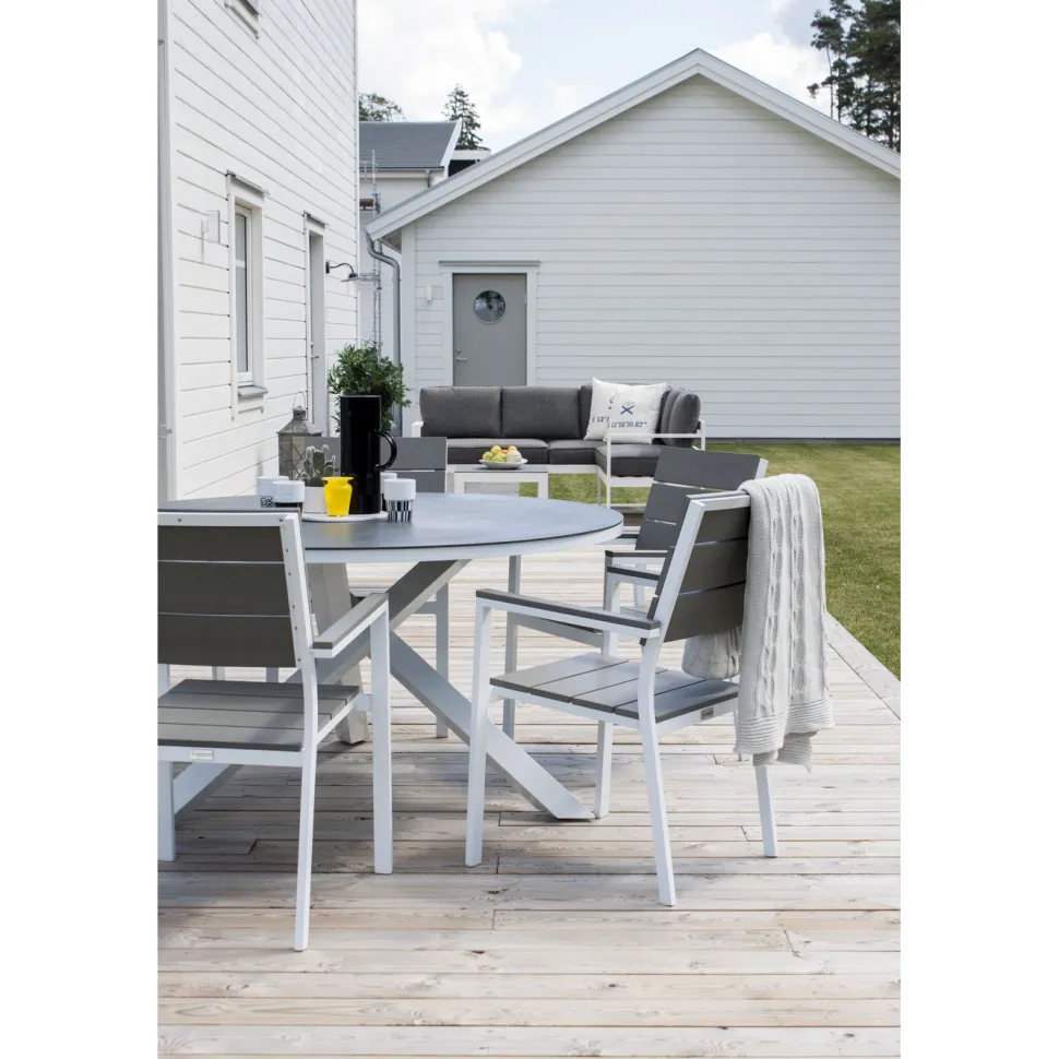 Pyöreä ruokapöytä Venture Home Copacabana 2, Ø140cm, harmaa/valkoinen