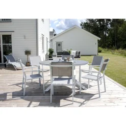 Pyöreä ruokapöytä Venture Home Copacabana 2, Ø140cm, harmaa/valkoinen