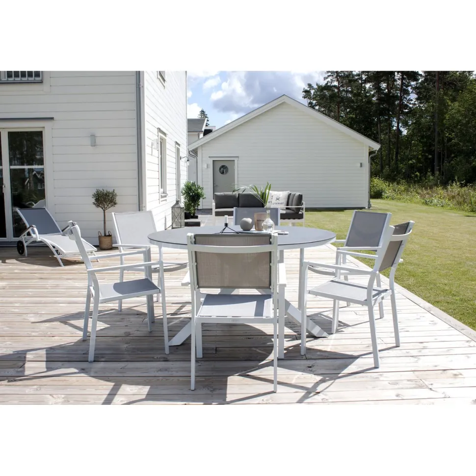 Pyöreä ruokapöytä Venture Home Copacabana 2, Ø140cm, harmaa/valkoinen