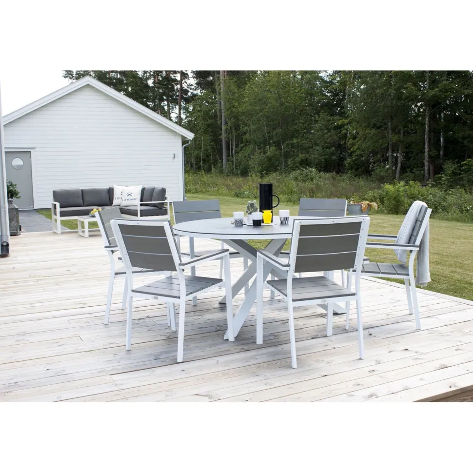 Pyöreä ruokapöytä Venture Home Copacabana 2, Ø140cm, harmaa/valkoinen