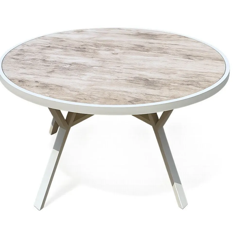 Pyöreä ruokailuryhmä Baltic Garden Palermo pöytä, Ø 130 cm, 4 kpl Seville-nojatuolia