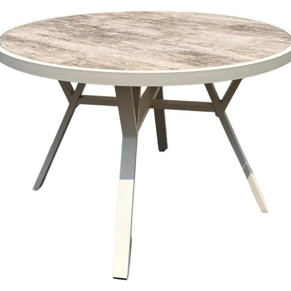 Pyöreä ruokailuryhmä Baltic Garden Palermo pöytä, Ø 130 cm, 4 kpl Seville-nojatuolia