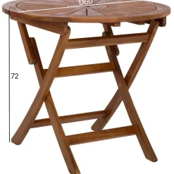 Pöytä Home4You FABIOLA Ø80xK72 cm, akaasia, ruskea