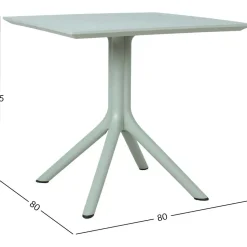 Pöytä Home4You MANGO 80x80xK75 cm, vihertävänharmaa muovi