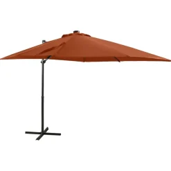 Riippuva aurinkovarjo tangolla ja LED-valoilla 250cm terrakotta