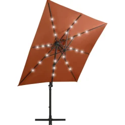 Riippuva aurinkovarjo tangolla ja LED-valoilla 250cm terrakotta