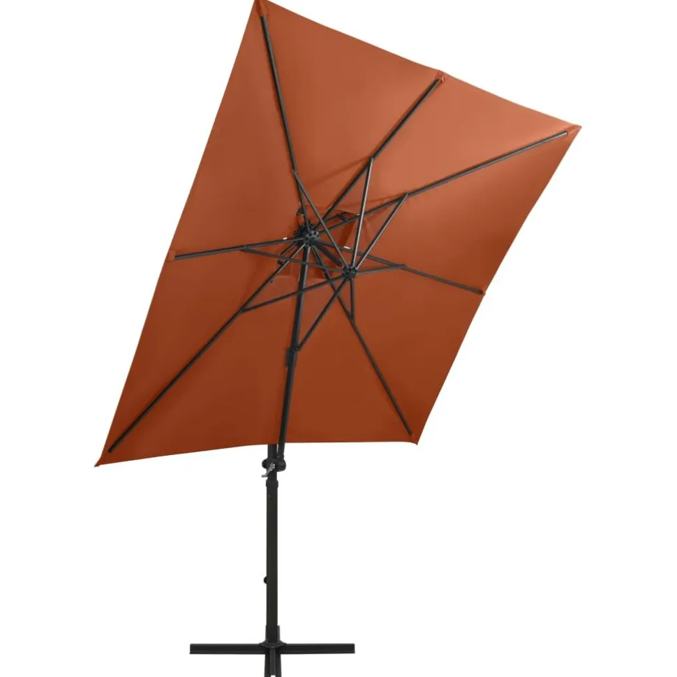 Riippuva aurinkovarjo tangolla ja LED-valoilla 250cm terrakotta
