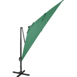 Riippuva aurinkovarjo 2 tangolla ja LED-valoilla 300 cm vihreä