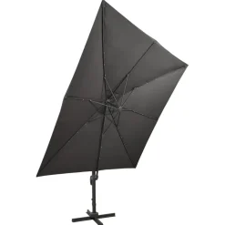 Riippuva aurinkovarjo 2 tangolla ja LED-valoilla 300 cm vihreä