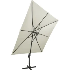 Riippuva aurinkovarjo 2 tangolla ja LED-valoilla 300 cm vihreä