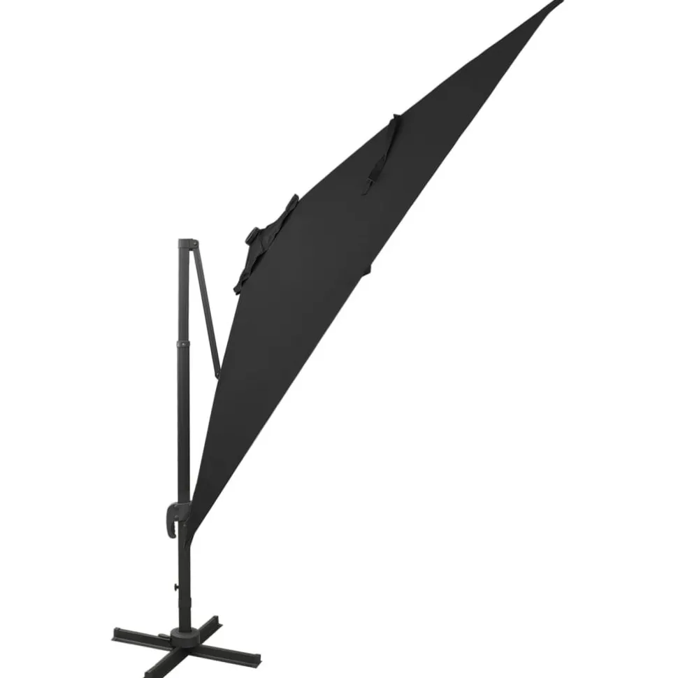 Riippuva aurinkovarjo 2 tangolla ja LED-valoilla 300 cm vihreä