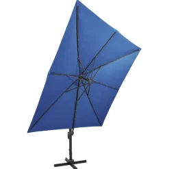 Riippuva aurinkovarjo 2 tangolla ja LED-valoilla 300 cm vihreä