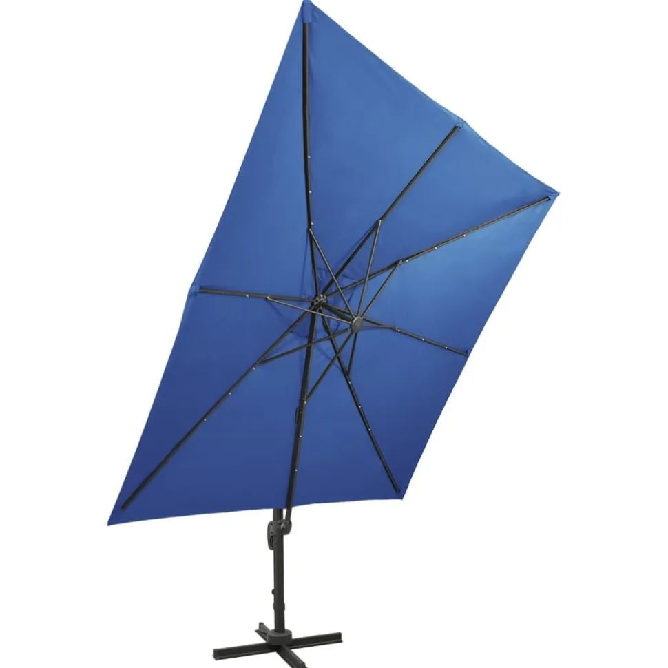 Riippuva aurinkovarjo 2 tangolla ja LED-valoilla 300 cm vihreä