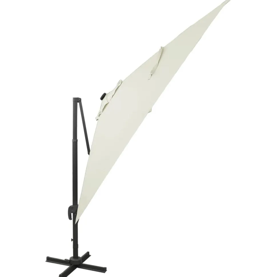 Riippuva aurinkovarjo 2 tangolla ja LED-valoilla 300 cm vihreä