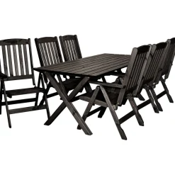 Ruokailuryhmä Baltic Garden Scottsdale 190cm pöytä + 6 tuolia musta