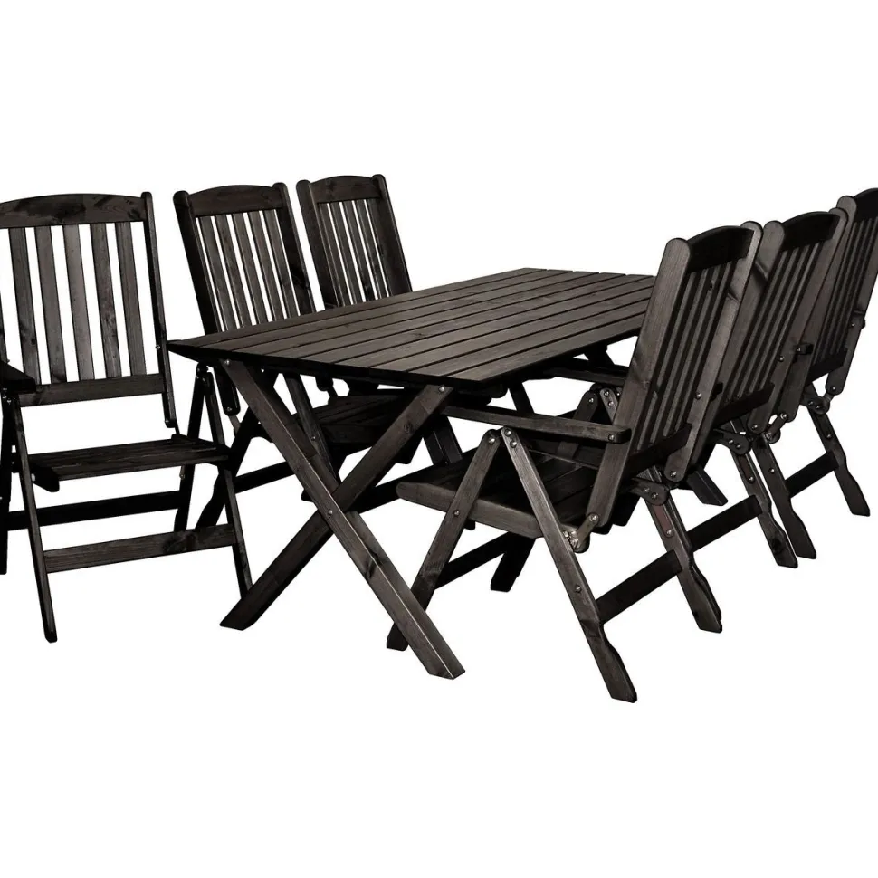 Ruokailuryhmä Baltic Garden Scottsdale 190cm pöytä + 6 tuolia musta