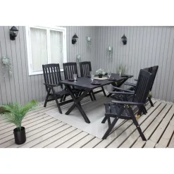 Ruokailuryhmä Baltic Garden Scottsdale 190cm pöytä + 6 tuolia musta