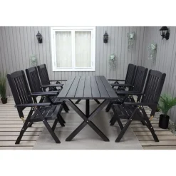 Ruokailuryhmä Baltic Garden Scottsdale 190cm pöytä + 6 tuolia musta