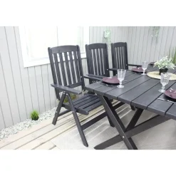 Ruokailuryhmä Baltic Garden Scottsdale 190cm pöytä + 6 tuolia musta