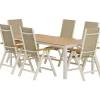 Ruokailuryhmä ulos Venture Home, beige Break-pöytä 205x90cm + 6 beigeä Panama-tuolia