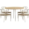 Ruokailuryhmä ulos Venture Home, beige San-pöytä Ø120cm + 4 beigeä Alfons-tuolia