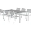 Ruokailuryhmä ulos Venture Home, harmaa Break-pöytä 205x90cm + 6 harmaata Copacabana-tuolia