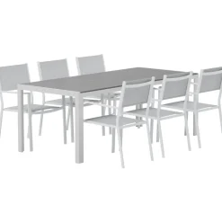Ruokailuryhmä ulos Venture Home, harmaa Break-pöytä 205x90cm + 6 harmaata Copacabana-tuolia