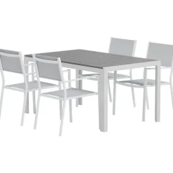 Ruokailuryhmä ulos Venture Home, harmaa Break-pöytä 150x90cm + 4 harmaata Copacabana-tuolia