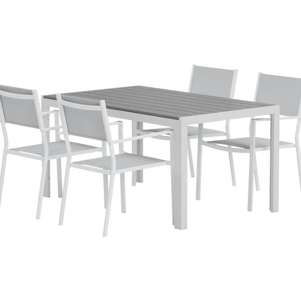 Ruokailuryhmä ulos Venture Home, harmaa Break-pöytä 150x90cm + 4 harmaata Copacabana-tuolia