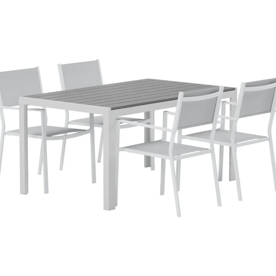 Ruokailuryhmä ulos Venture Home, harmaa Break-pöytä 150x90cm + 4 harmaata Copacabana-tuolia