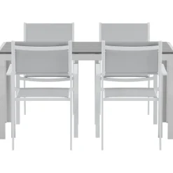 Ruokailuryhmä ulos Venture Home, harmaa Break-pöytä 150x90cm + 4 harmaata Copacabana-tuolia