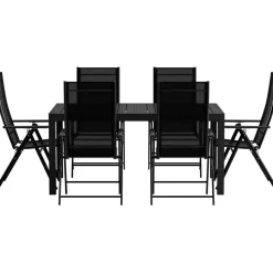 Ruokailuryhmä ulos Venture Home, musta Capo-pöytä 160x100cm + 6 mustaa Levanzo-tuolia