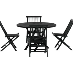 Ruokailuryhmä ulos Venture Home, musta Kenya-pöytä Ø120cm + 4 mustaa Kenya-tuolia