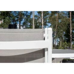 Ruokailuryhmä ulos Venture Home, valkoinen Parma-pöytä Ø140cm + 6 valkoharmaata Copacabana-tuolia