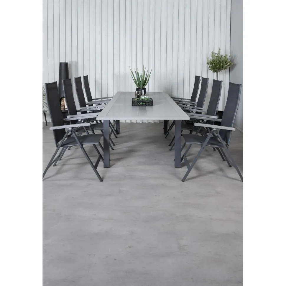 Ruokailuryhmä Venture Home, 224x100cm Albany-pöytä + 8 Albany- tuolia