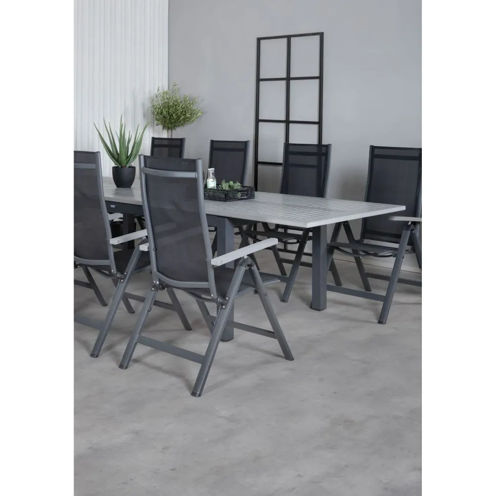 Ruokailuryhmä Venture Home, 224x100cm Albany-pöytä + 8 Albany- tuolia
