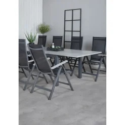 Ruokailuryhmä Venture Home, 224x100cm Albany-pöytä + 8 Albany- tuolia