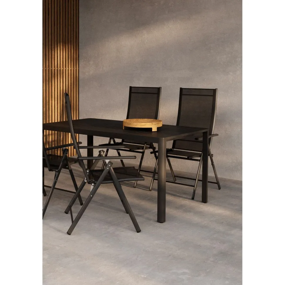 Ruokailuryhmä Venture Home, 150x85cm musta Giardini-pöytä + 4 mustaa Levanzo-tuolia
