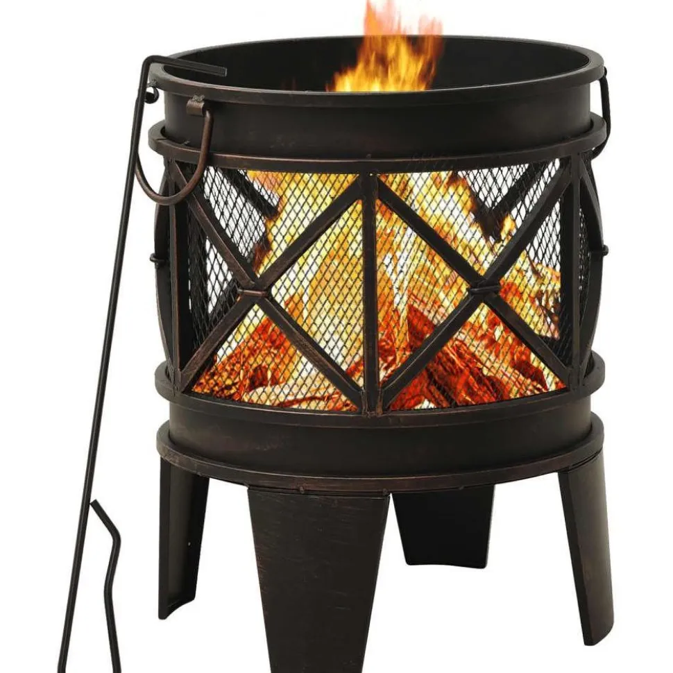 Rustiikkinen tulimalja ja hiilihanko 42x54 cm teräs