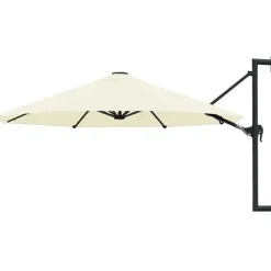 Seinäkiinnitteinen aurinkovarjo metallitangolla 300cm hiekka