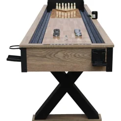 Shuffleboard Nordcore 2-IN-1, sis. 8 nappulaa, vahapullo, harja, 2 pistelaskuria ja keilaussetti, 9`
